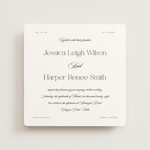 This is a obsidian wedding invitations with standard by Jennifer Postorino called modern romance printing on signature in standard