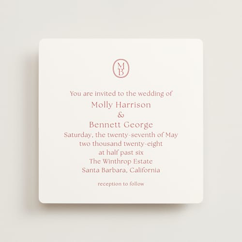 This is a cherry wedding invitations with standard by Megan Davis called perriand printing on signature in standard