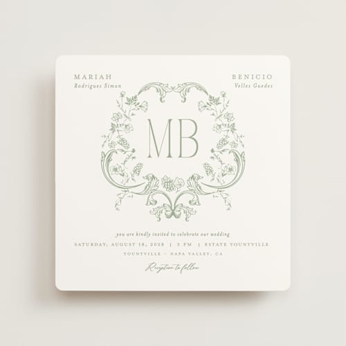 This is a leaf wedding invitations with standard by Sherley Ferreira called eternal grace printing on signature in standard