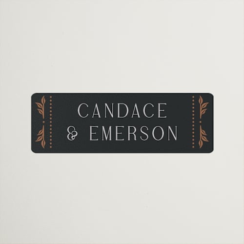 This is a onyx wedding favor labels with standard by Ana de Sousa called gilded nouveau frame printing on uncoated sticker paper in sticker