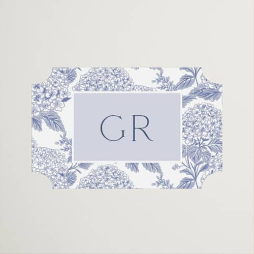 This is a periwinkle custom stickers with standard by Jenna Holcomb called coastal toile printing on uncoated sticker paper in sticker
