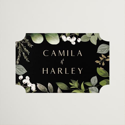 This is a forest wedding favor labels with standard by Susan Moyal called eternity printing on uncoated sticker paper in sticker
