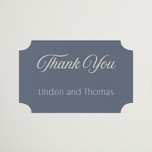 This is a french blue wedding favor labels with standard by Nicoletta Savod called ritzy printing on uncoated sticker paper in sticker