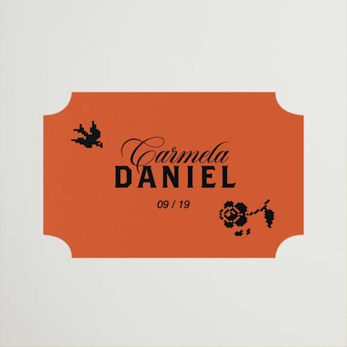 This is a amaro wedding favor labels with standard by Studio Suku called bold and demure printing on uncoated sticker paper in sticker
