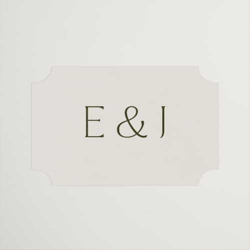 This is a almond wedding favor labels with standard by Olivia Kanaley Inman called blockprint printing on uncoated sticker paper in sticker