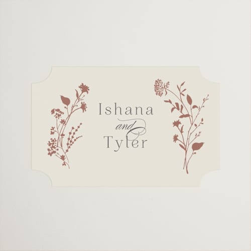 This is a creme brulee wedding favor labels with standard by Jennifer Wick called queen anne's lace printing on uncoated sticker paper in sticker
