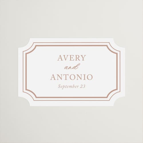This is a dusty pink wedding favor labels with standard by Jennifer Postorino called avery printing on uncoated sticker paper in sticker