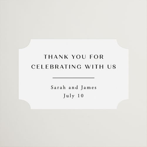 This is a diamond wedding favor labels with standard by Annie Shapiro called arguello printing on uncoated sticker paper in sticker