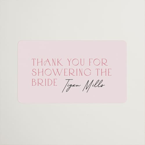 This is a misty rose custom stickers with standard by Ana Sharpe called modern bride printing on uncoated sticker paper in sticker