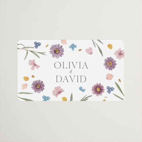 This is a lily wedding favor labels with standard by Christy Hy Lee called petals printing on uncoated sticker paper in sticker