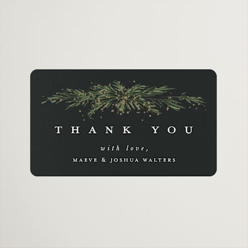 This is a tuxedo wedding favor labels with standard by Leah Bisch called winter garland printing on uncoated sticker paper in sticker