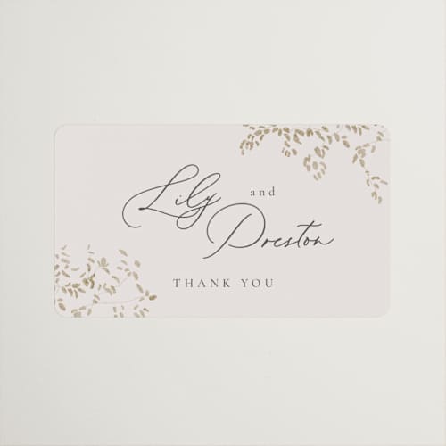 This is a luxe neutral wedding favor labels with standard by Design Lotus called forever and a day printing on uncoated sticker paper in sticker