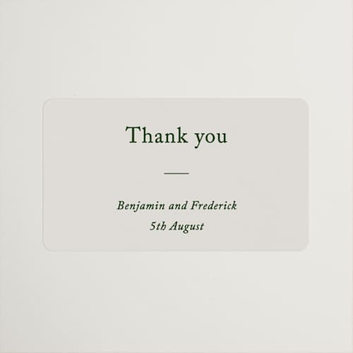 This is a forest wedding favor labels with standard by Bethan called editorial printing on uncoated sticker paper in sticker