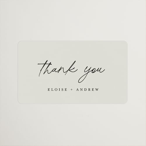 This is a linen wedding favor labels with standard by Pippa Shaw called silk printing on uncoated sticker paper in sticker