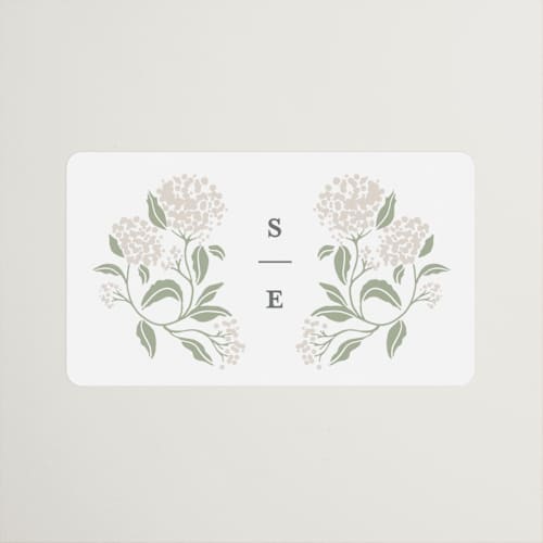 This is a tea time wedding favor labels with standard by Susan Zinader called shimmering hydrangeas printing on uncoated sticker paper in sticker