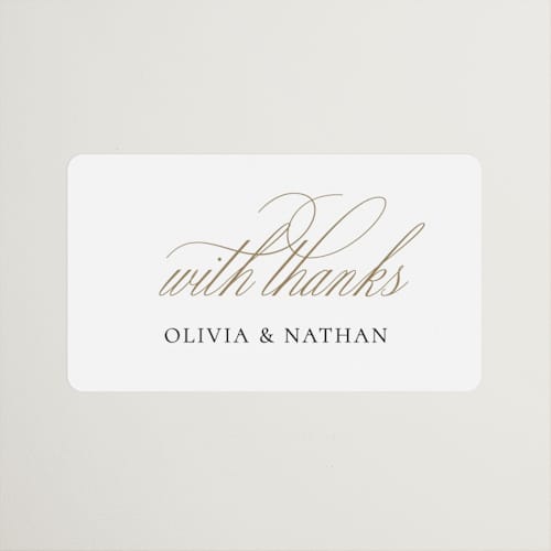 This is a spun sugar wedding favor labels with standard by Jessica Williams called aligned printing on uncoated sticker paper in sticker