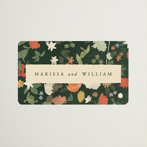 This is a garden wedding favor labels with standard by Sumak Studio called all the flowers of the world printing on uncoated sticker paper in sticker