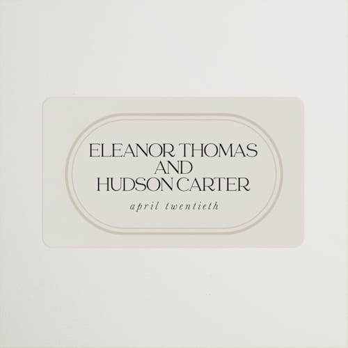 This is a sandstone wedding favor labels with standard by Lori Wemple called oval printing on uncoated sticker paper in sticker