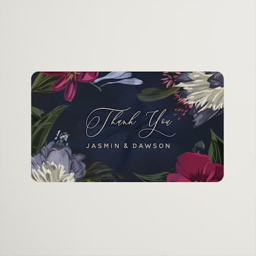 This is a jewel wedding favor labels with standard by Susan Moyal called after midnight printing on uncoated sticker paper in sticker