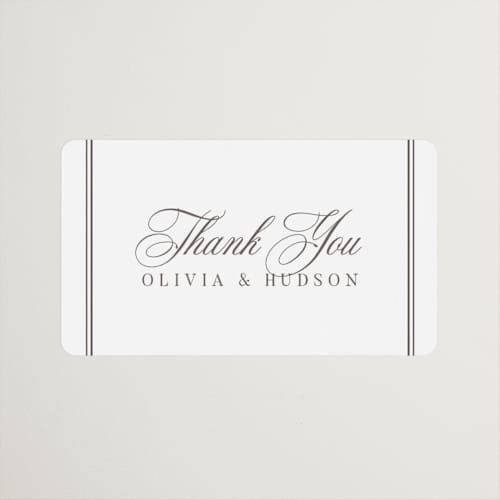 This is a pearl wedding favor labels with standard by Nicole Walsh called classic elegance printing on uncoated sticker paper in sticker