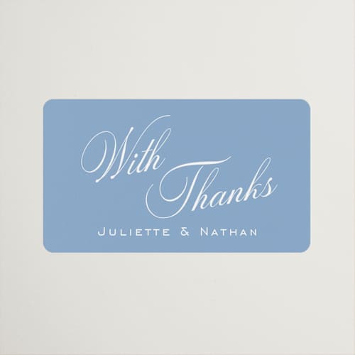 This is a bluebell wedding favor labels with standard by Jessica Williams called marenza printing on uncoated sticker paper in sticker