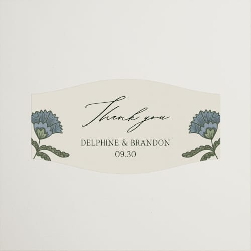 This is a robins egg wedding favor labels with standard by Jen Owens called century printing on uncoated sticker paper in sticker