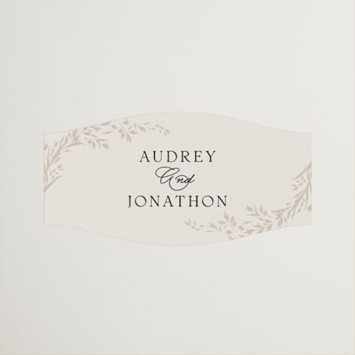 This is a almond wedding favor labels with standard by Erin L. Wilson called trailing vines printing on uncoated sticker paper in sticker
