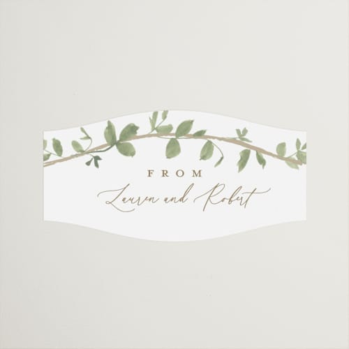 This is a ivy wedding favor labels with standard by Everett Paper Goods called canopy printing on uncoated sticker paper in sticker