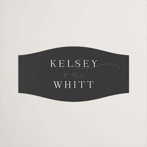 This is a stormy wedding favor labels with standard by Jessica Williams called over monogram printing on uncoated sticker paper in sticker