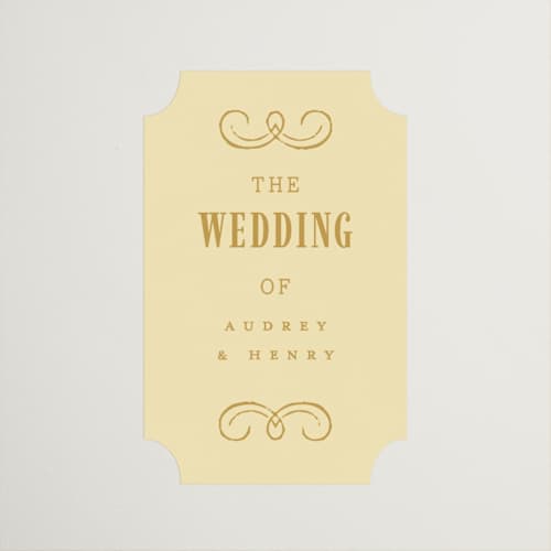 This is a butter wedding favor labels with standard by Nazia Hyder called vintage label printing on uncoated sticker paper in sticker