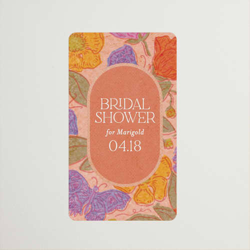 This is a peach custom stickers with standard by Simona Camp called vintage garden printing on uncoated sticker paper in sticker