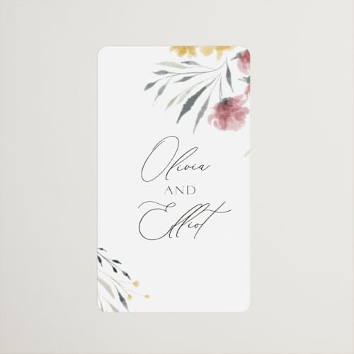 This is a mimosa wedding favor labels with standard by Nicoletta Savod called romance printing on uncoated sticker paper in sticker