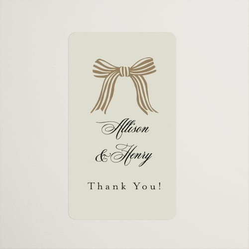 This is a champagne wedding favor labels with standard by Chris Griffith called all tied up printing on uncoated sticker paper in sticker
