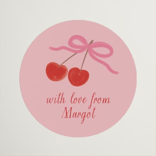 This is a cherry blossom custom stickers with standard by Jenna Holcomb called mon cheri printing on uncoated sticker paper in sticker