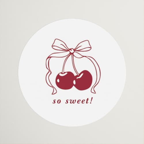 This is a bing cherry custom stickers with standard by Charter Oaks Creative called classic cherries printing on uncoated sticker paper in sticker
