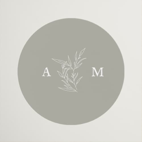 This is a pearl wedding favor labels with standard by Jennifer Postorino called initial printing on uncoated sticker paper in sticker