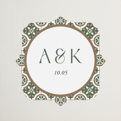 This is a evergreen wedding favor labels with standard by Oma N. Ramkhelawan called kareem printing on uncoated sticker paper in sticker