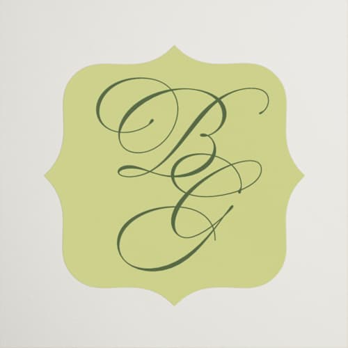 This is a chartreuse wedding favor labels with standard by Everett Paper Goods called carlyle printing on uncoated sticker paper in sticker