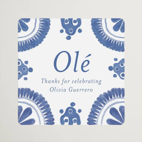 This is a azure custom stickers with standard by Lagniappe Paper called talavera printing on uncoated sticker paper in sticker