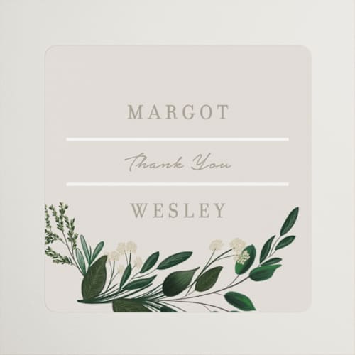 This is a cypress wedding favor labels with standard by Kaydi Bishop called watermark printing on uncoated sticker paper in sticker