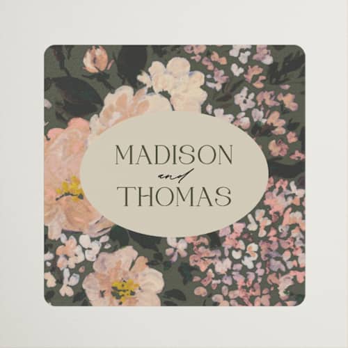 This is a thyme wedding favor labels with standard by Itsy Belle Studio called madison printing on uncoated sticker paper in sticker