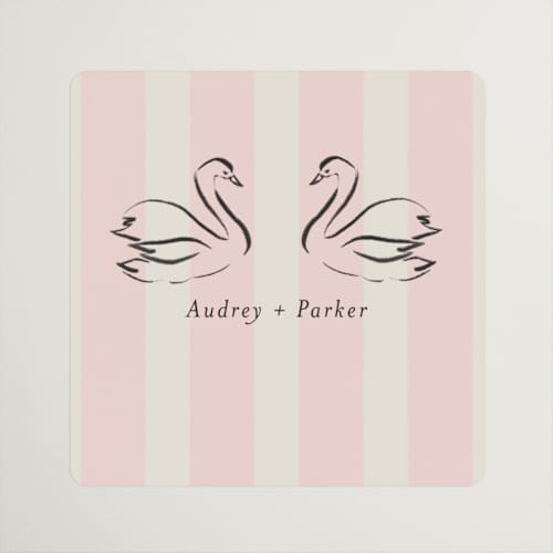 This is a peony wedding favor labels with standard by Jackie Crawford called hand illustrated crest printing on uncoated sticker paper in sticker