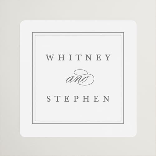 This is a ivory wedding favor labels with standard by Amy Kross called crawford printing on uncoated sticker paper in sticker