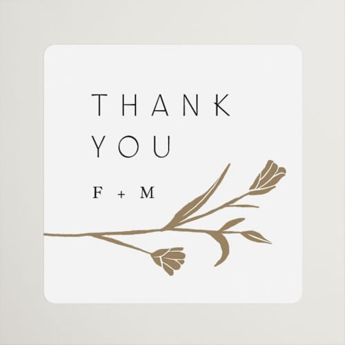 This is a cotton wedding favor labels with standard by Amy Kross called perennial printing on uncoated sticker paper in sticker
