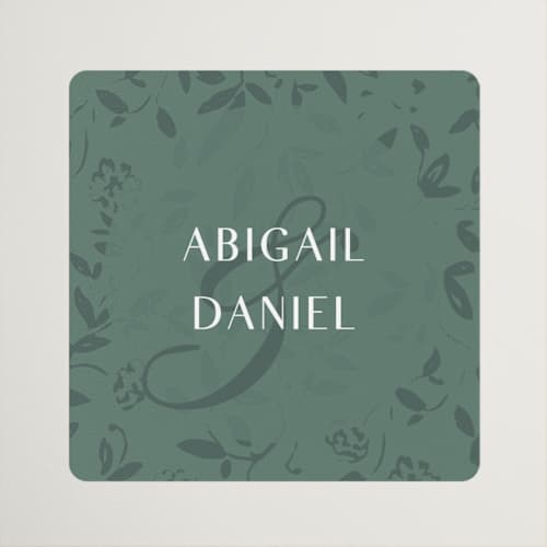 This is a eucalyptus wedding favor labels with standard by Simona Camp called southern romance printing on uncoated sticker paper in sticker