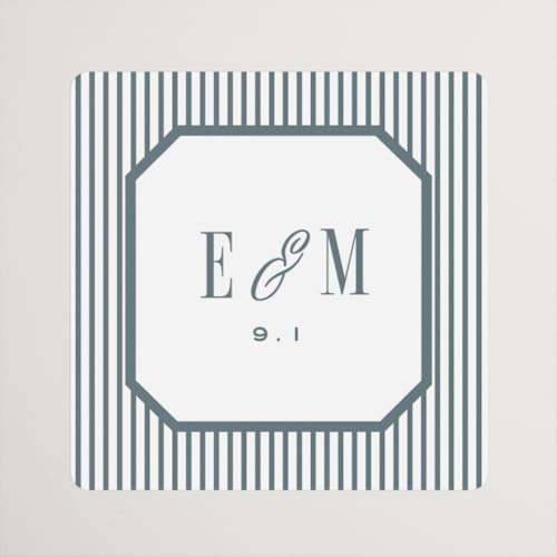This is a capri wedding favor labels with standard by Emily Betts called modern stripes printing on uncoated sticker paper in sticker
