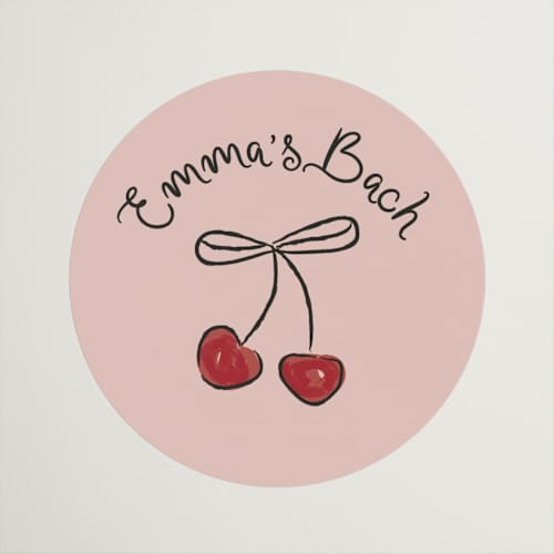 This is a cherry wedding favor labels with standard by Helena Vitto called cherry printing on uncoated sticker paper in sticker