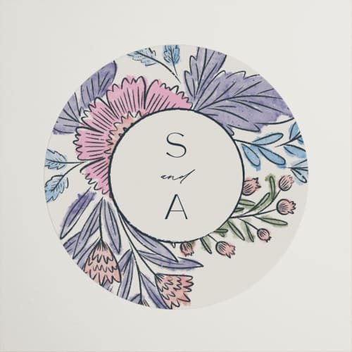 This is a hydrangea custom stickers with standard by Jen Owens called fragrance printing on uncoated sticker paper in sticker