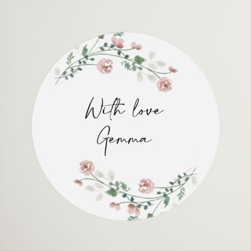 This is a rosebud custom stickers with standard by Petra Kern called romantica printing on uncoated sticker paper in sticker