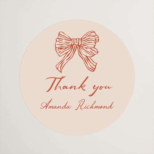 This is a peach custom stickers with standard by Sherley Ferreira called bridal crest printing on uncoated sticker paper in sticker